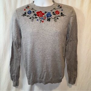 Gently Used Men’s ASOS Gray Lightweight Floral Embroidered Sweater Sz Small